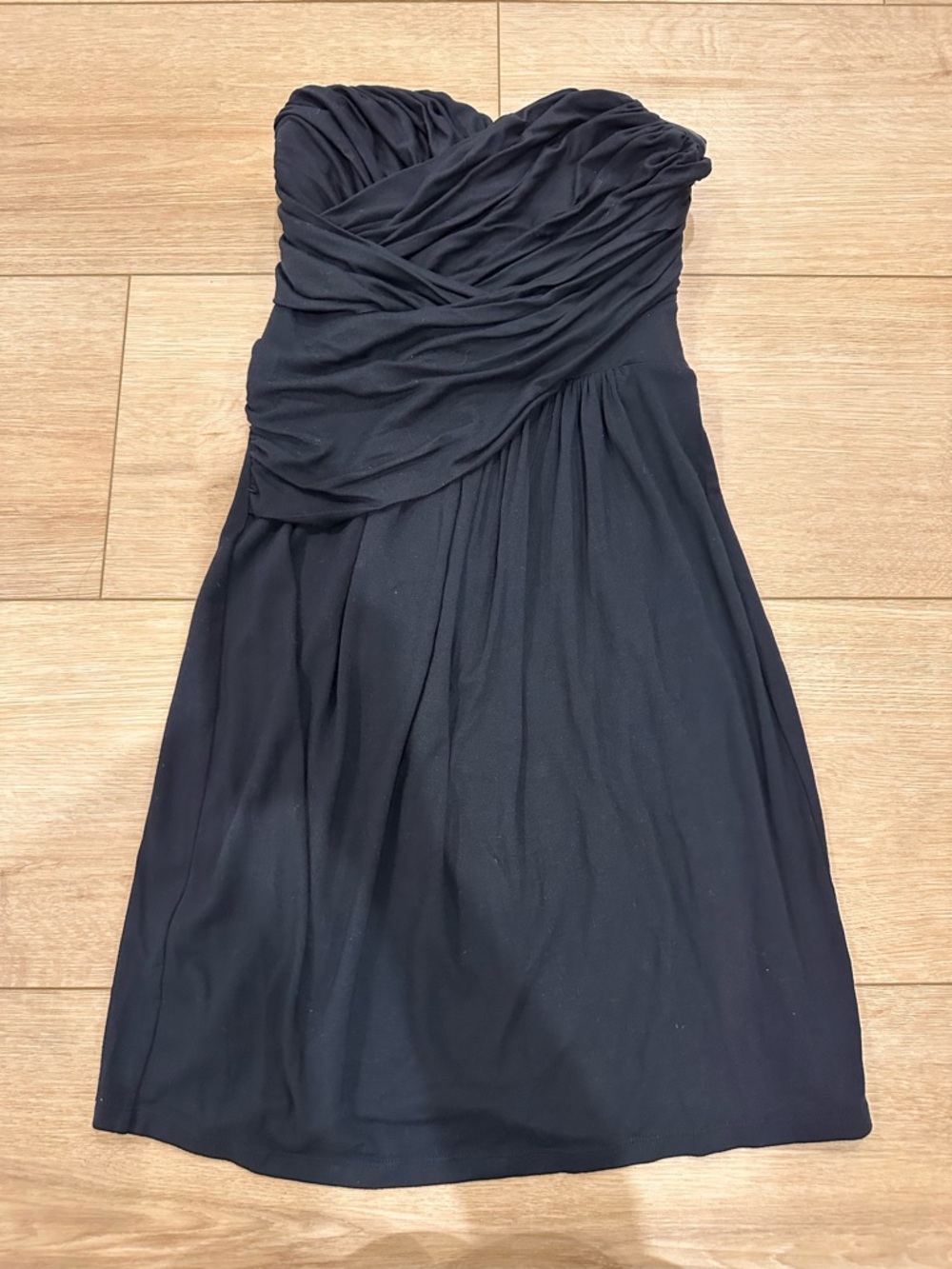 Express Strapless Ruched Black Cocktail Dress